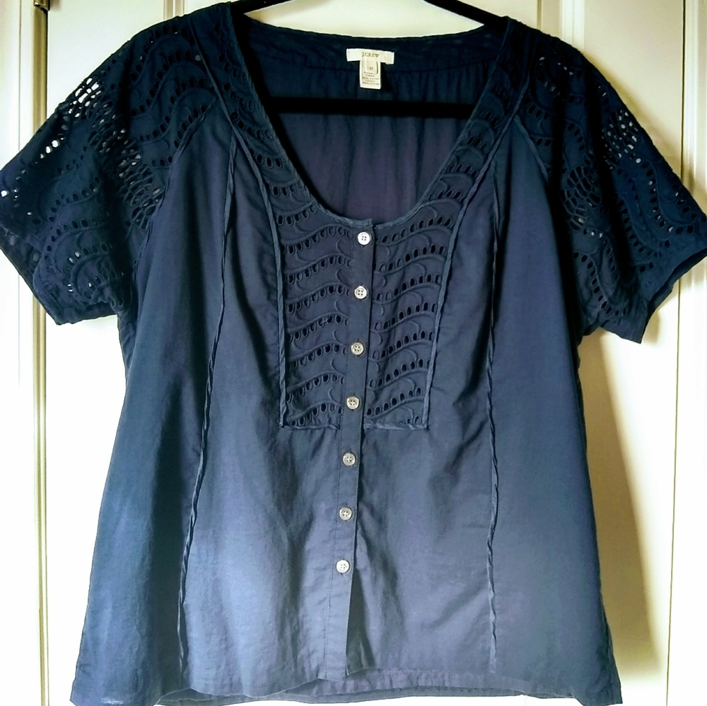 J.Crew Blue Cotton Short Sleeve Top